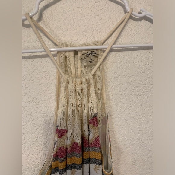 Lucky Brand Women’s Maxi Sun Dress Red Aztec Crochet Sleeveless Size Small - Picture 3 of 7